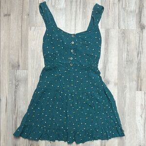 Teal Sleeveless Button-Front Dress